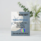 Starfish and Ocean Beach zum Geburtstag Einladung (Stehend Vorderseite)