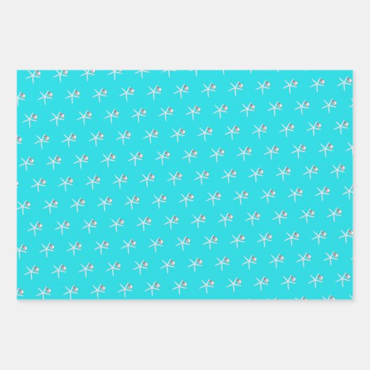 Starfish and Ornament Beach Weihnachten Gemustert Geschenkpapier Set (Vorderseite 3)