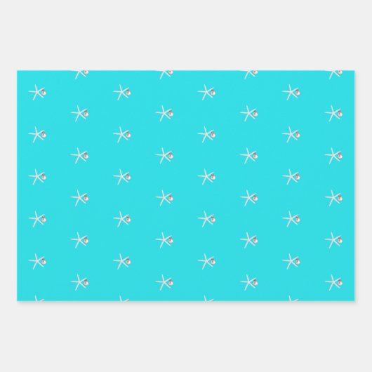 Starfish and Ornament Beach Weihnachten Gemustert Geschenkpapier Set (Vorderseite 2)