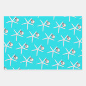Starfish and Ornament Beach Weihnachten Gemustert Geschenkpapier Set (Vorderseite)