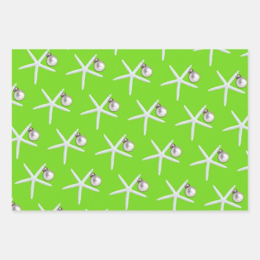 Starfish and Ornament Beach Weihnachten Gemustert Geschenkpapier Set (Vorderseite)