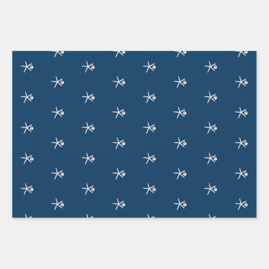 Starfish and Ornament Beach Weihnachten Gemustert Geschenkpapier Set (Vorderseite 2)