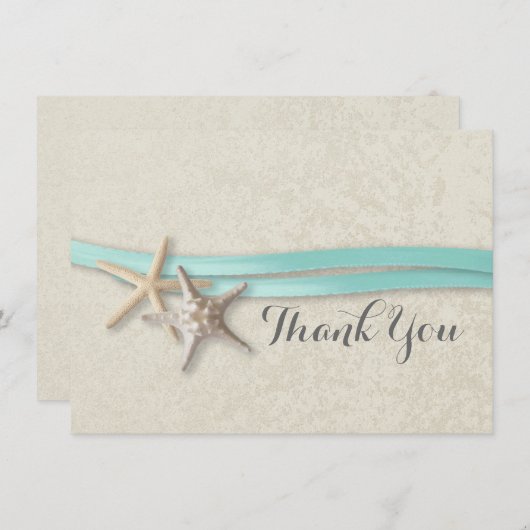 Starfish and Ribbon Flat Card Vielen Dank Dankeskarte (Vorne/Hinten)