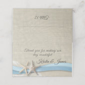 Starfish and Ribbon Light Blue Wedding Platzkarte (Außenseite Aufgefaltet)
