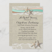 Starfish and Ribbon Peach and Mint Brautparty Einladung (Vorne/Hinten)