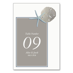 Starfish and Sand Dollar - Beach Wedding Tischnummer
