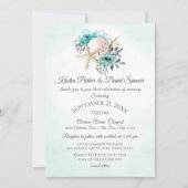 Starfish and Sand Dollar Floral Beach Wedi Invi Einladung (Vorderseite)