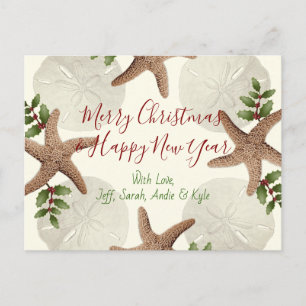 Starfish and Sand Dollars Weihnachtskarte Feiertagspostkarte
