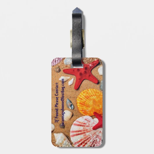 Starfish and Seashells am Strand Gepäckanhänger (Rückseite vertikal)