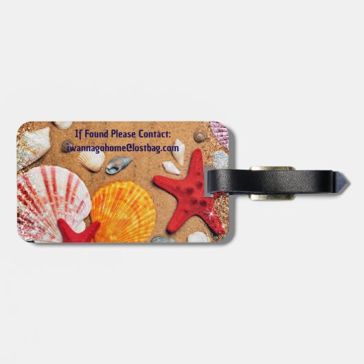 Starfish and Seashells am Strand Gepäckanhänger (Rückseite horizontal)