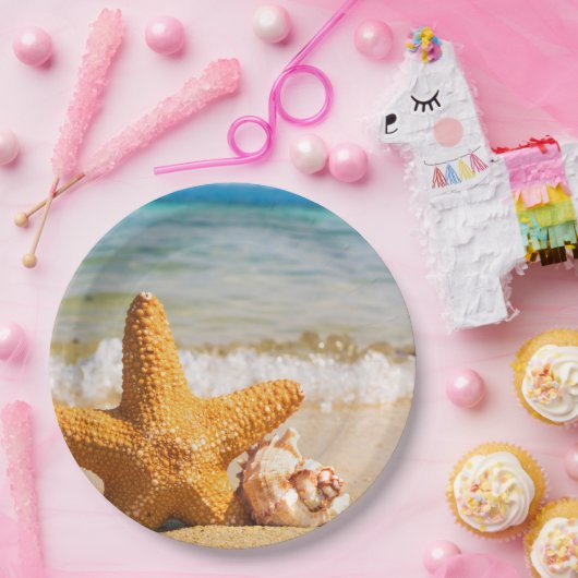 Starfish and Seashells am Strand Pappteller (Party)