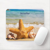 Starfish and Seashells am Strand Personalisiert Mousepad (Mit Mouse)