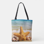 Starfish and Seashells am Strand Personalisiert Tasche (Rückseite)