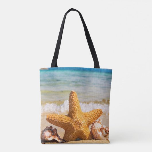 Starfish and Seashells am Strand Personalisiert Tasche (Rückseite)