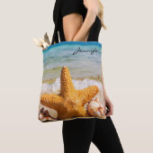 Starfish and Seashells am Strand Personalisiert Tasche (Von Nahem)