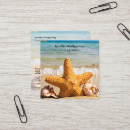 Starfish and Seashells am Strand Quadratische Visitenkarte