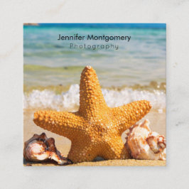 Starfish and Seashells am Strand Quadratische Visitenkarte