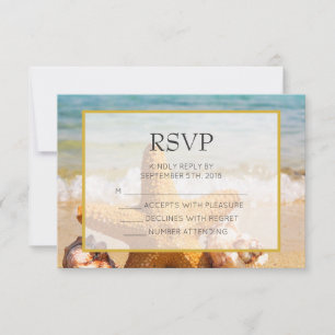 Starfish and Seashells am Strand Weddiong UAWG RSVP Karte