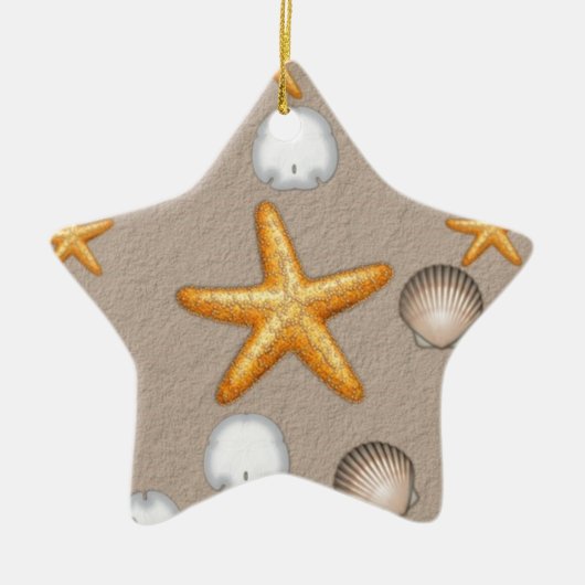 Starfish and Seashells Beach Themengeschenke Keramik Ornament (Vorne)
