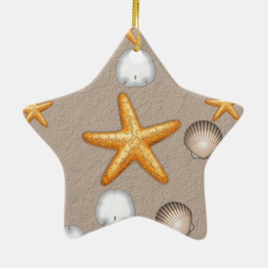 Starfish and Seashells Beach Themengeschenke Keramik Ornament (Hinten)