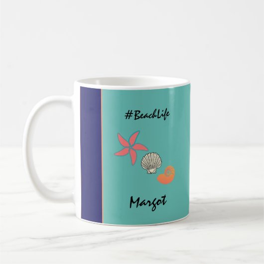 Starfish and Seashells Ocean Beach Life Kaffeetasse (Links)