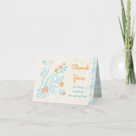 Starfish and Water Wedding Thank You Card Dankeskarte (Vorderseite)
