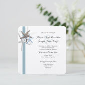 Starfish Ansammlung Hochzeit und Empfang Einladung (Stehend Vorderseite)