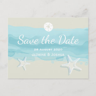 Starfish, Aqua-Aquarellstrand /save das Datum Ankündigungspostkarte