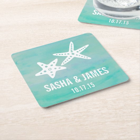 Starfish Aqua Beach Hochzeiten Untersetzer (angewinkelt)