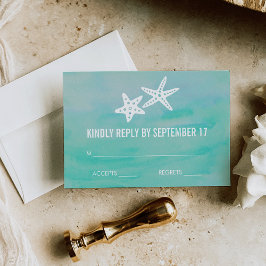Starfish Aqua Beach Wedding UAWG Response Card RSVP Karte
