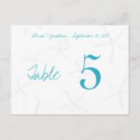 Starfish Aqua Numbers Empfang Tischkarten