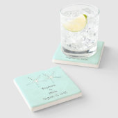 Starfish Aquamarin Beach Schöne Hochzeiten - Name Steinuntersetzer (Seitenansicht)