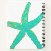 Starfish Aquamarin Blue Gold Foil Mit Monogramm An Notizblock (Rückseite)