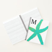 Starfish Aquamarin Blue Gold Foil Mit Monogramm An Notizblock (Innenseite)