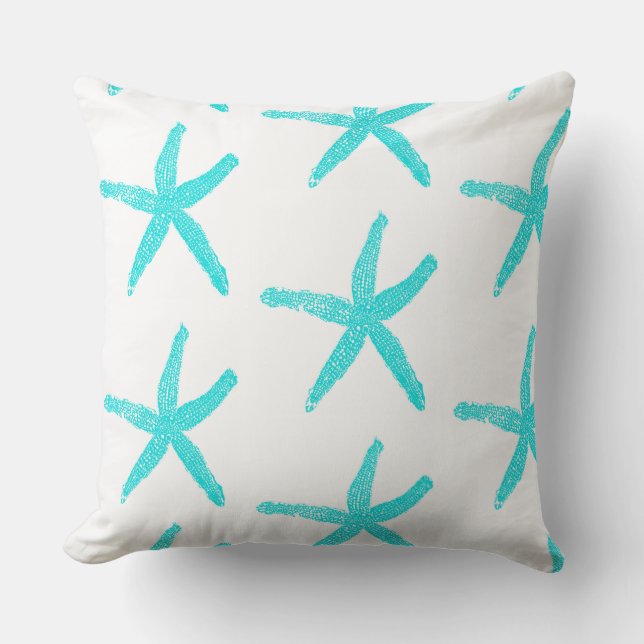 Starfish Aquamarin Blue White Niedliche Muster Bau Kissen (Vorderseite)