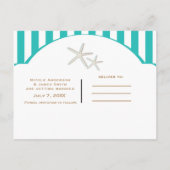 Starfish Aquamarin gestreifter Strand Elegant Save Ankündigungspostkarte (Rückseite)