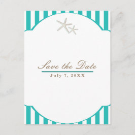 Starfish Aquamarin gestreifter Strand Elegant Save Ankündigungspostkarte