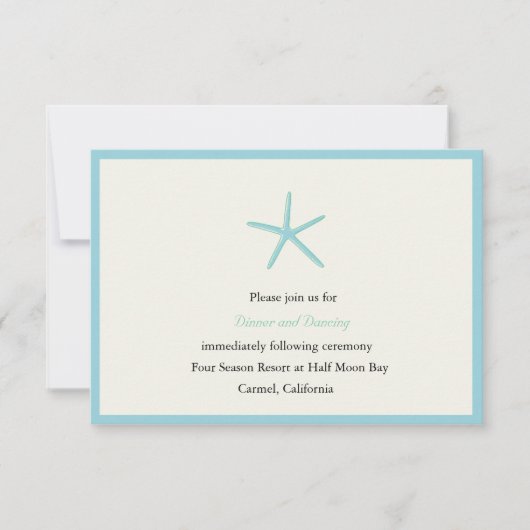 Starfish - Aquamarine-Empfang-Karten Einladung (Vorderseite)