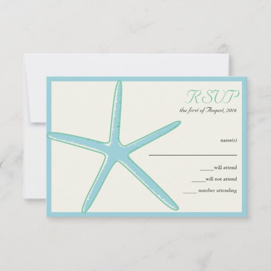 Starfish Aquamarine Wedding RSVP Cards Karte (Vorderseite)