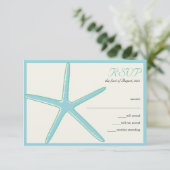 Starfish Aquamarine Wedding RSVP Cards Karte (Stehend Vorderseite)