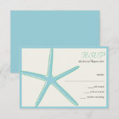 Starfish Aquamarine Wedding RSVP Cards Karte (Vorne/Hinten)