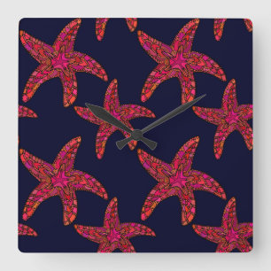 Starfish-Art-Muster Quadratische Wanduhr