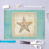 Starfish auf aquamarinem Holz Seidenpapier (Handwerk)