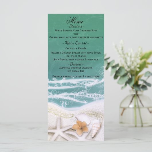 ?Starfish? auf dem Aquamarinen Meeresmenü am Stran Menükarte (Stehend Vorderseite)