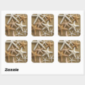 Starfish auf dem Sand Quadratischer Aufkleber (Blatt)