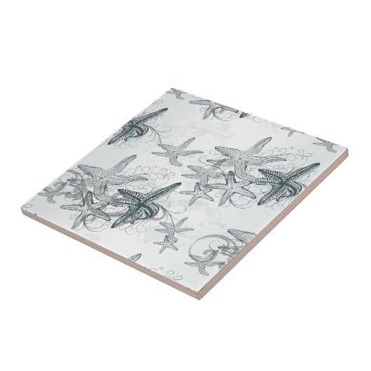 Starfish auf dem Seemuster Fliese (Seite)