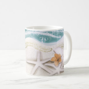 Starfish auf dem Strand-aquamarinen Meerwasser Kaffeetasse