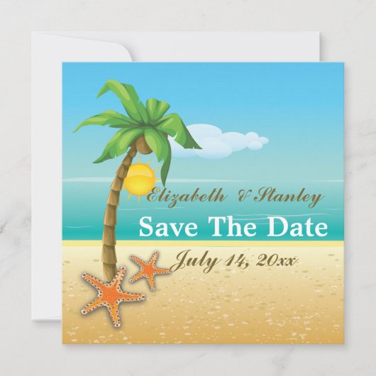 Starfish auf der Hochzeit am Strand Save the Date (Vorderseite)