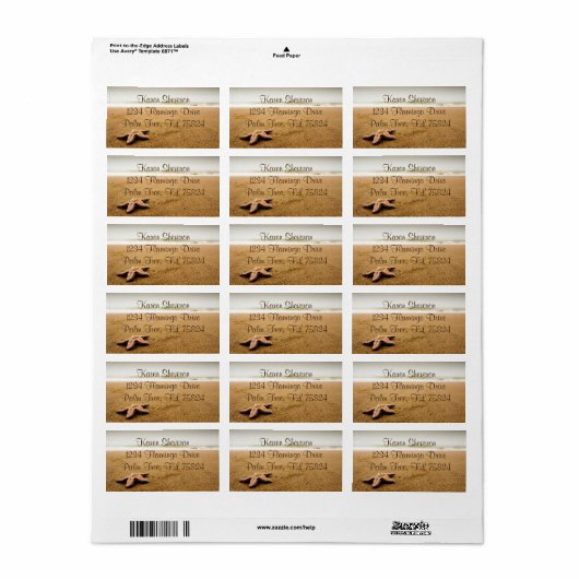 Starfish auf einem Sandy Beach Address Labels Adressaufkleber (Vorne)