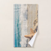 Starfish auf einem Sandy Beach Foto Badhandtuch Set (Handtuch)